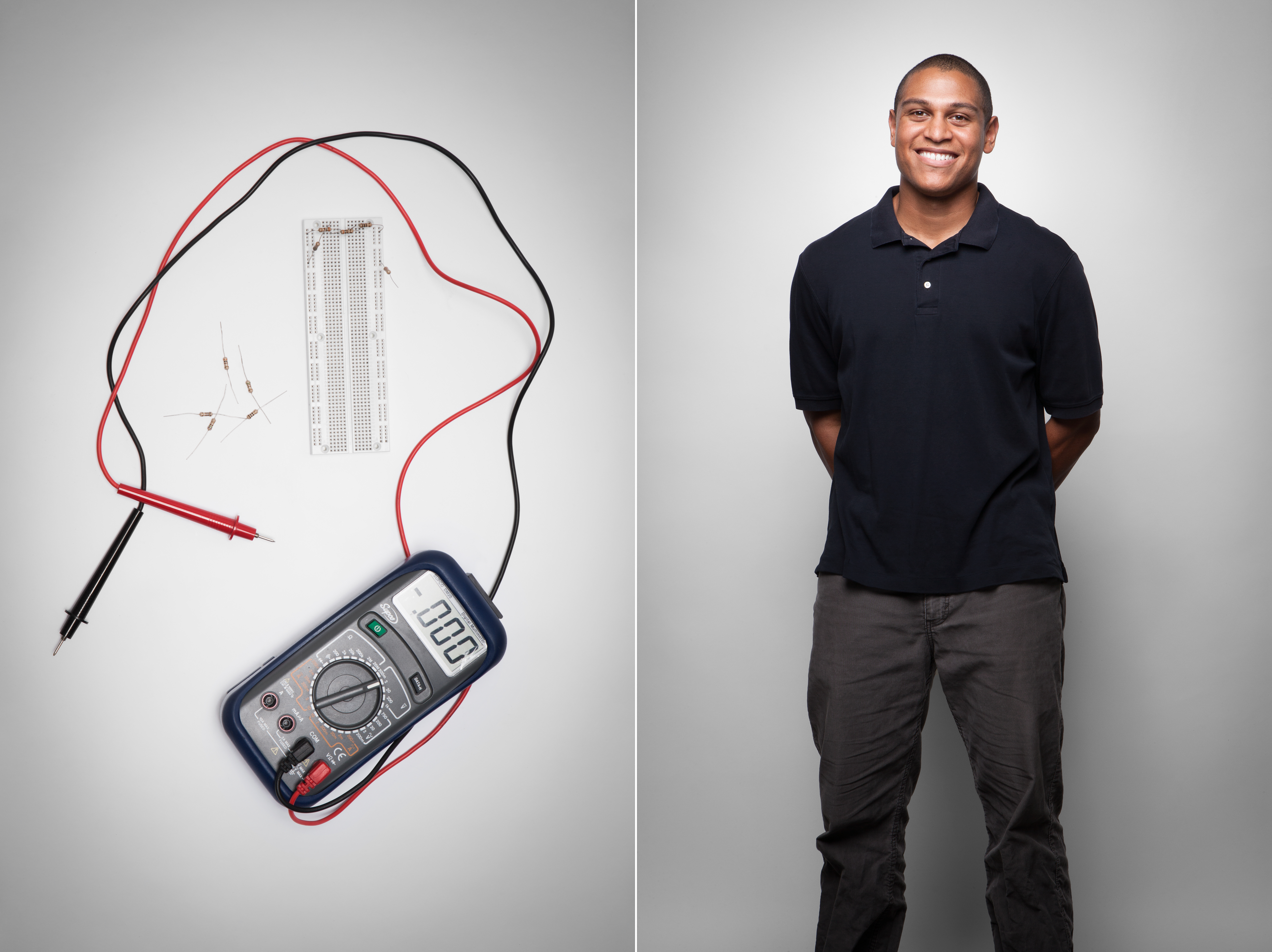 Electronics Worker with Photo of his Tool