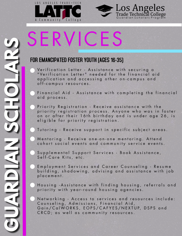 Guardian Scholars Fall 2022 Services Informative Image
