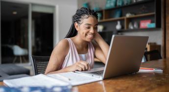 Student on computer