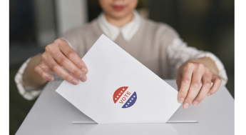 Voter submitting ballot