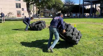 Participants in obstacle course