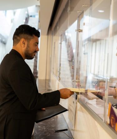 Student making payment at business office