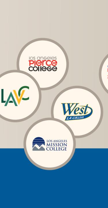 College logos atop a gray and blue background