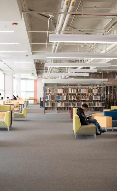 Students studying in the library