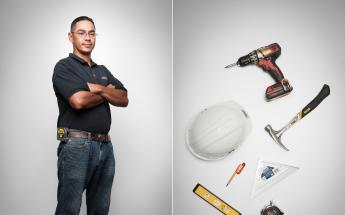 Carpenter with a Picture of his Tools