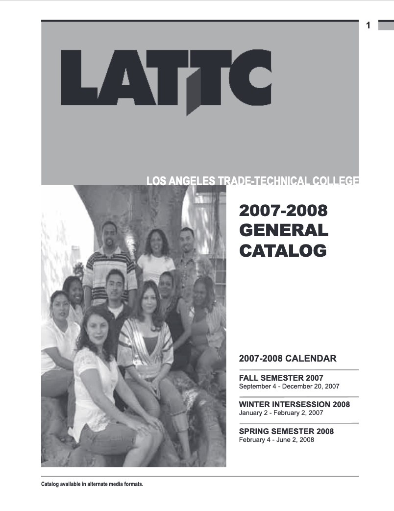 2007-2008 College Catalog Cover 