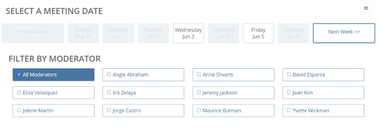 Screenshot of Select Meetin Date 
