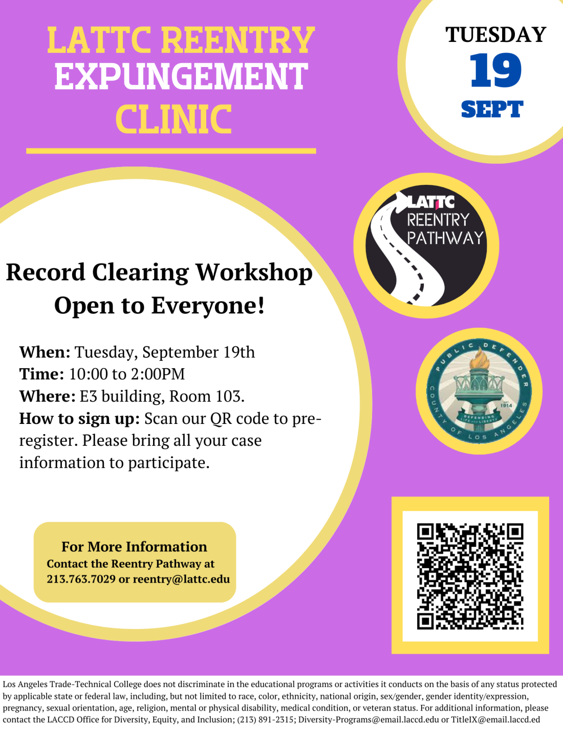 Reentry expungement clinic flyer