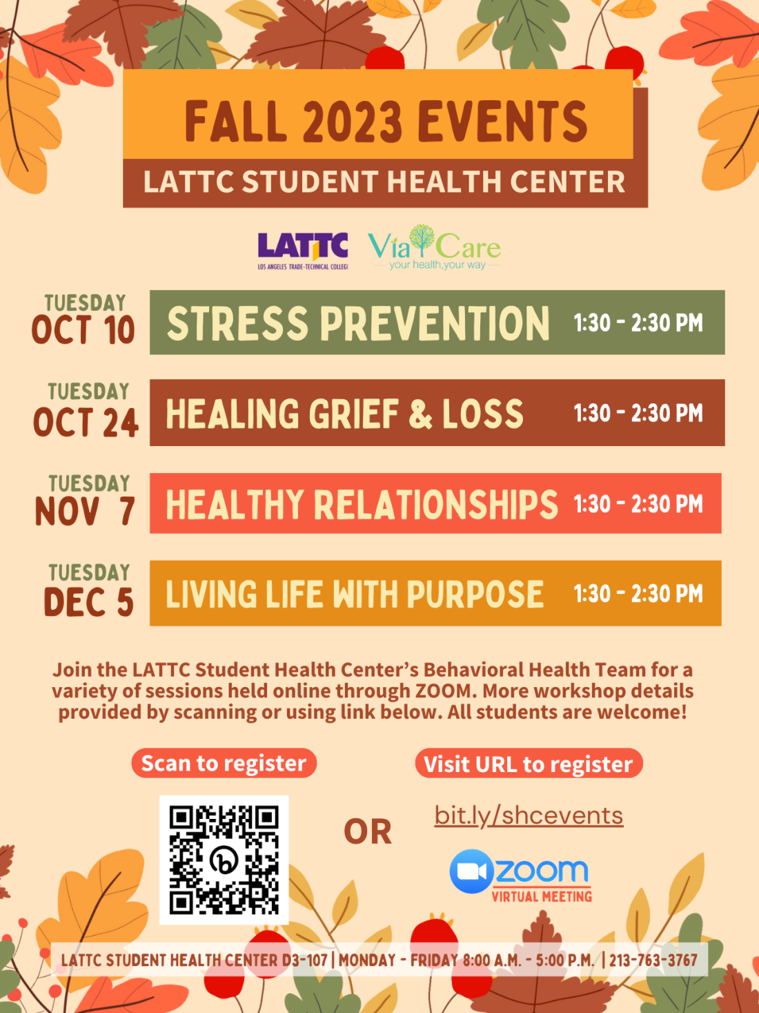 fall health center events flyer