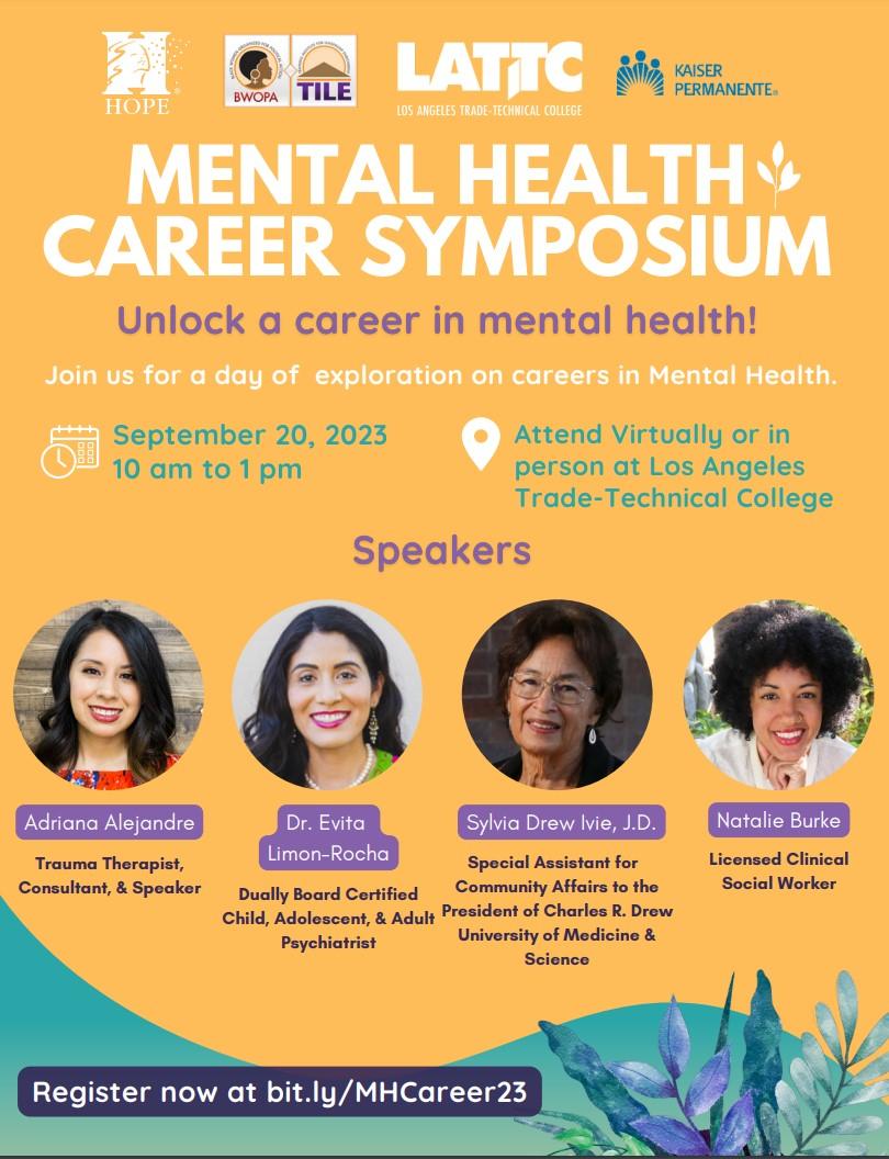 Mental Health Career Symposium flyer - 9.20.23