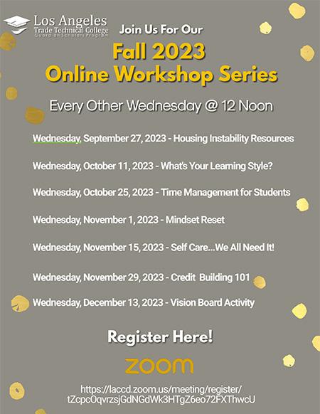 Guardian Scholars Fall 2023 Workshops