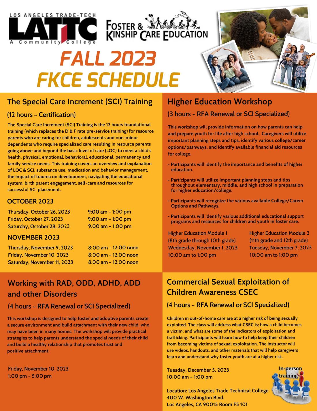 FKCE Fall 2023 Workshop Schedule