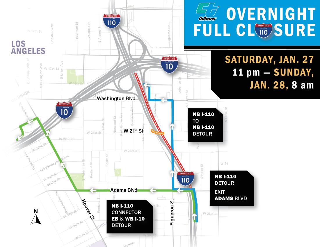110 northbound detour map