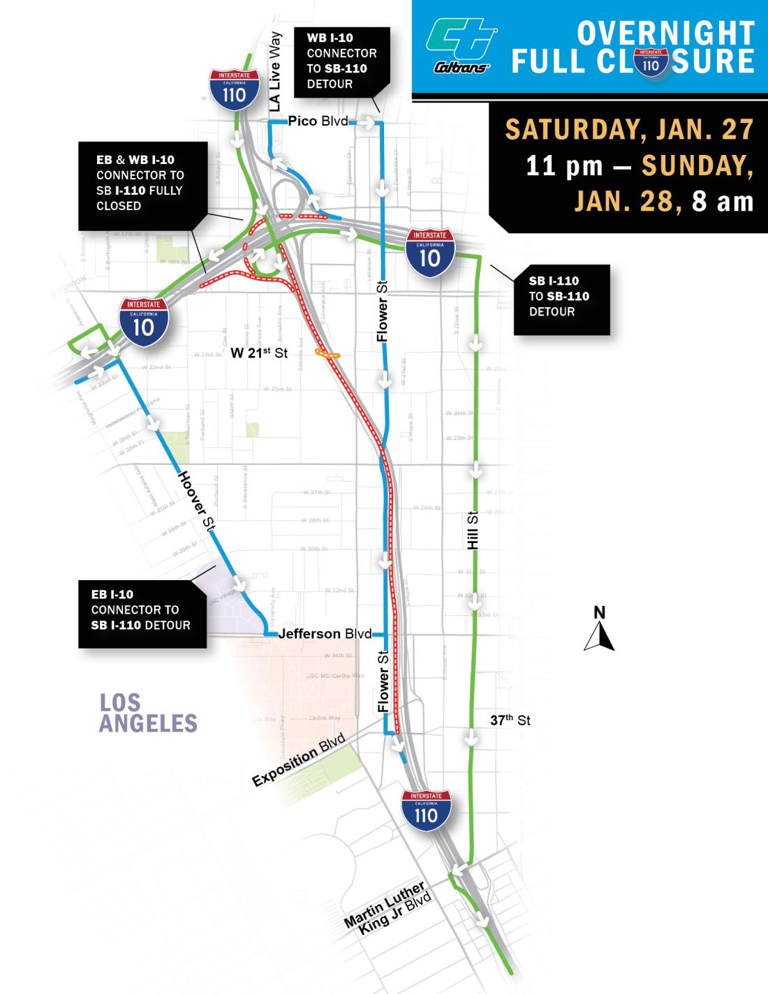 110 southbound detour
