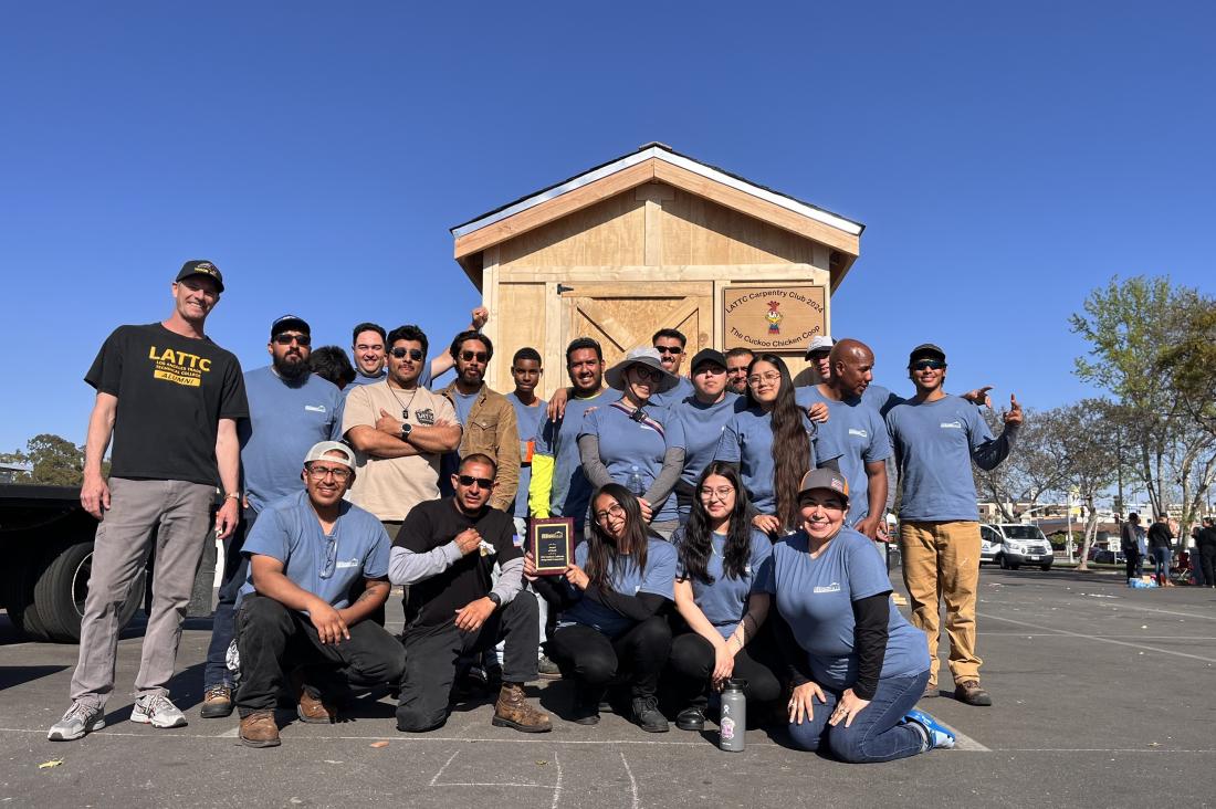 LATTC Carpentry students at the 2024 Build Competition with their chicken coop