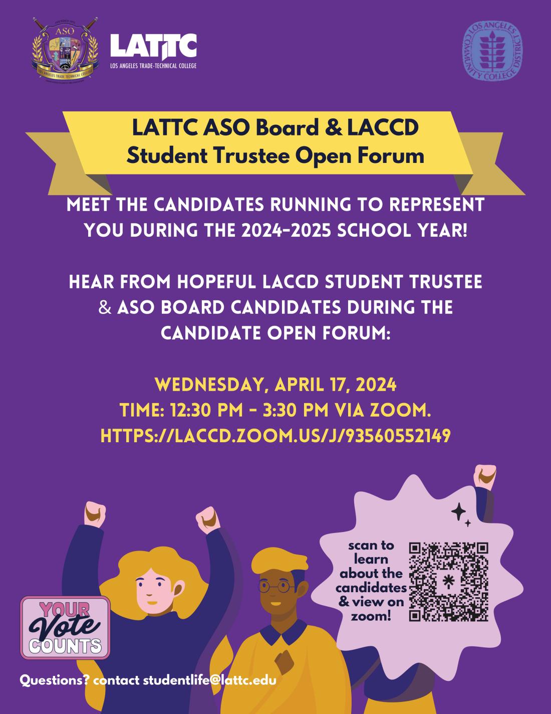 2024 LATTC candidate forum flyer