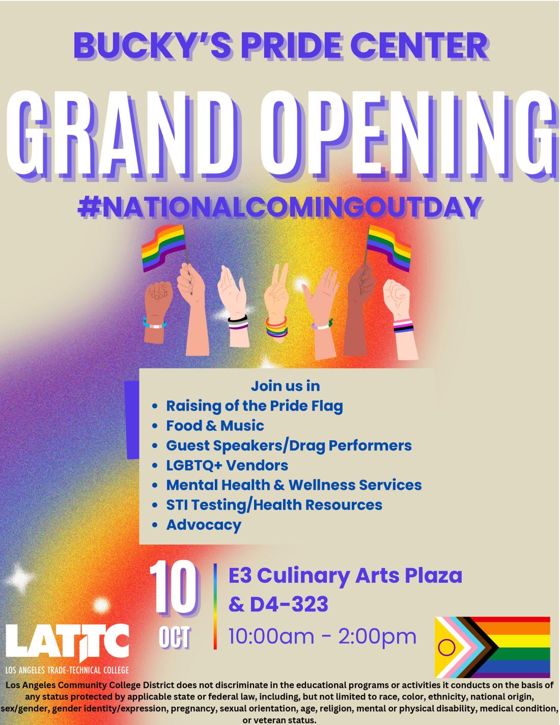 Pride Center Grand Opening Flyer