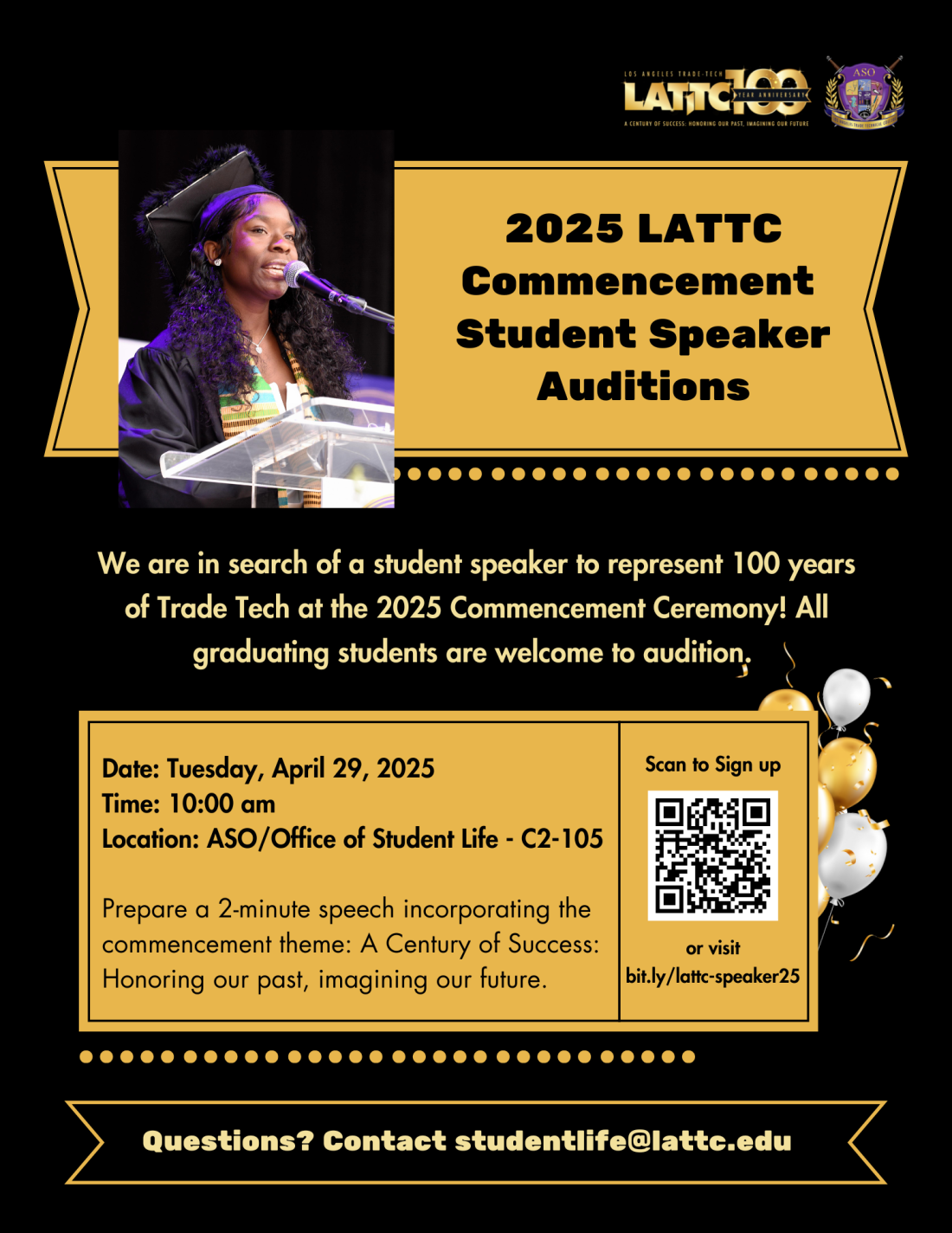 announcement for student speaker auditions