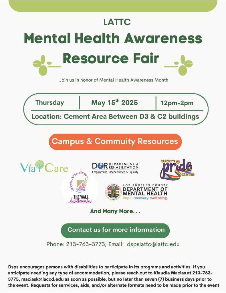 Mental Health Awareness Resource Fair flyer