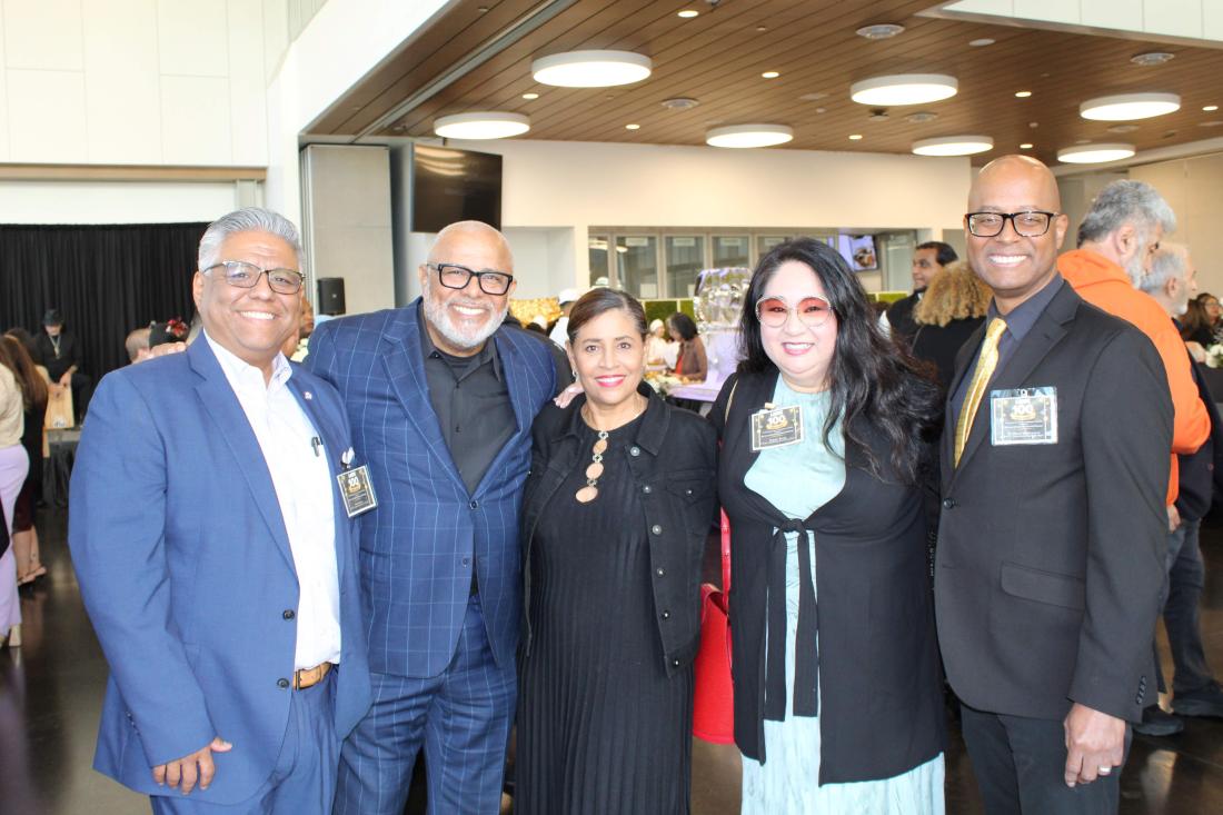 LATTC Foundation Board Co-chair and alumni Victor Reyes, Darrell Brown, Donna Ross Jones, LATTC Foundation Board Co-Chair Bonnie Tseng, LATTC President Dr. Alfred McQuarters
