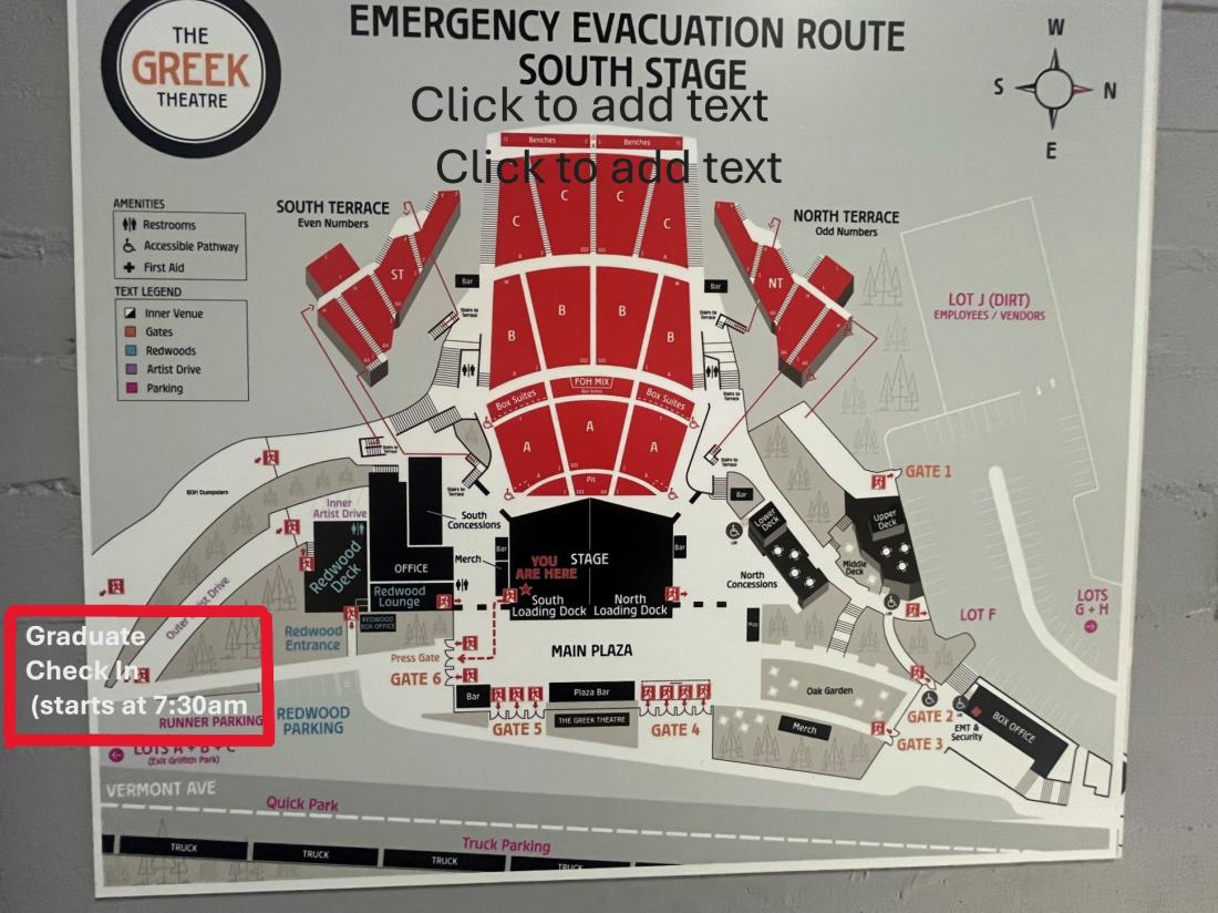 Map of The greek theatre entrances