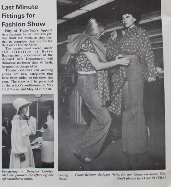 Detail view of TradeWinds publication talking about Gold Thimble Fashion Show