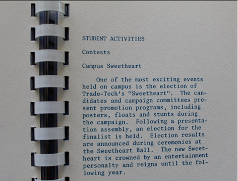 Section of student handbook about Campus Sweetheart
