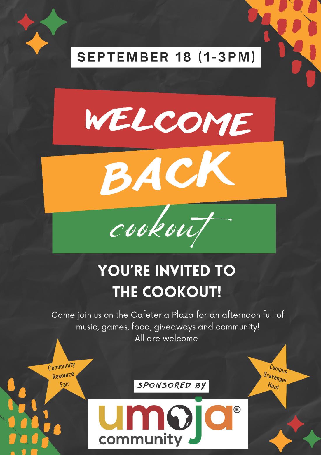 Umoja Welcome Back Cookout Flyer 2025