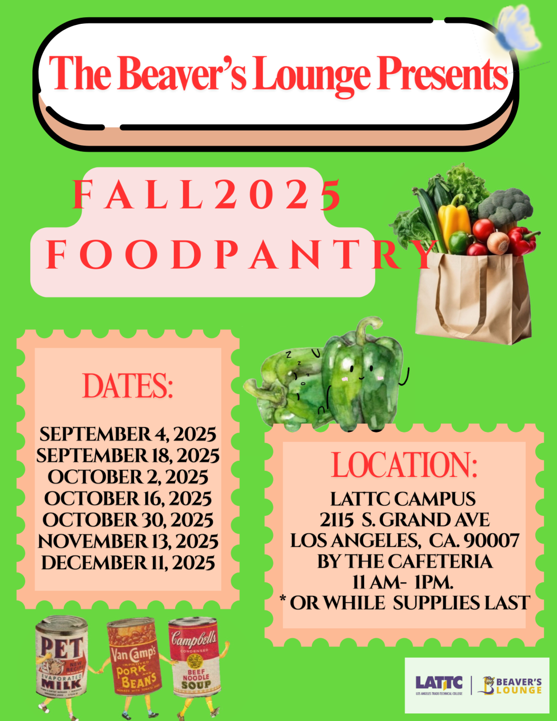 Beaver's Lounge Food Pantry Flyer Fall 2025