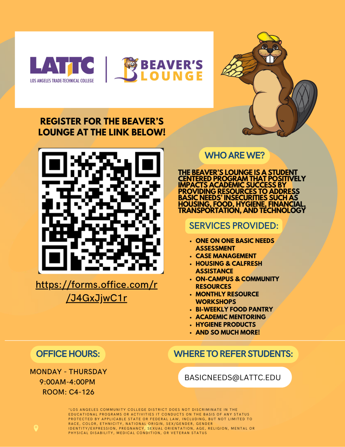 Beaver's Lounge Intake Form Fall 2025