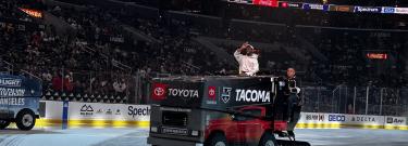 Henry Kemp riding a zamboni