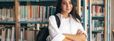 Female student in library