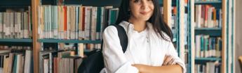 Female student in library